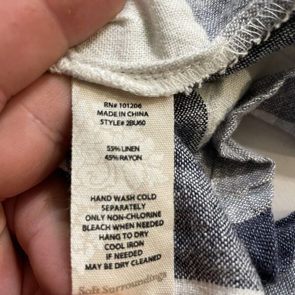 Soft Surroundings Carreaux Shirt Tunic Linen Blend Plaid 3/4 Sleeve Zip Back XL - Picture 4 of 8